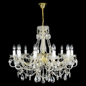 Casa Padrino Luxus Barock Kristall Kronleuchter Gold  66 x H. 75 cm - Prunkvolle Messing Kronleuchter mit b�hmischem Kristallglas - Barock M�bel - Edel & Prunkvoll