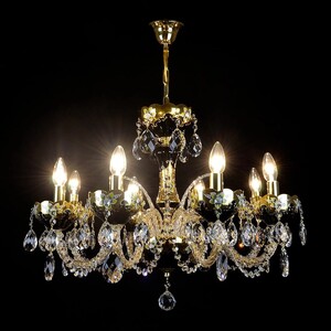 Casa Padrino Luxus Barock Kristall Kronleuchter Gold  68 x H. 52 cm - Prunkvolle Messing Kronleuchter mit b�hmischem Kristallglas - Barock M�bel - Edel & Prunkvoll