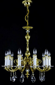 Casa Padrino Luxus Barock Kronleuchter Gold  60 x H. 61 cm - Prunkvoller Messing Kronleuchter mit B�hmischem Kristallglas - Edel & Prunkvoll