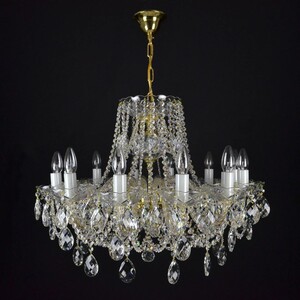 Casa Padrino Luxus Barock Kristall Kronleuchter Gold  72 x H. 48 cm - Prunkvolle Messing Kronleuchter mit b�hmischem Kristallglas - Barock M�bel - Edel & Prunkvoll