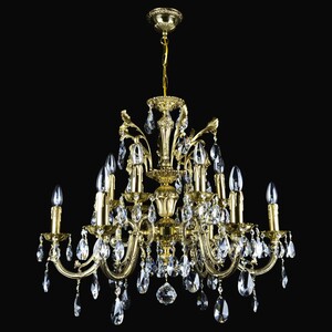 Casa Padrino Luxus Barock Kristall Kronleuchter Gold  74 x H. 61 cm - Prunkvolle Messing Kronleuchter mit b�hmischem Kristallglas - Barock M�bel - Edel & Prunkvoll