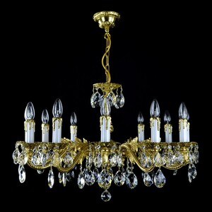 Casa Padrino Luxus Barock Kristall Kronleuchter Gold  76 x H. 47 cm - Prunkvolle Messing Kronleuchter mit b�hmischem Kristallglas - Barock M�bel - Edel & Prunkvoll