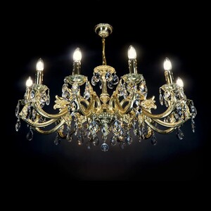 Casa Padrino Luxus Barock Kristall Kronleuchter Gold  76 x H. 47 cm - Prunkvolle Messing Kronleuchter mit b�hmischem Kristallglas - Barock M�bel - Edel & Prunkvoll