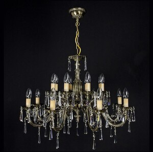 Casa Padrino Luxus Barock Kristall Kronleuchter Gold  76 x H. 58 cm - Prunkvolle Messing Kronleuchter mit b�hmischem Kristallglas - Barock M�bel - Edel & Prunkvoll