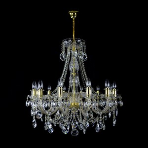Casa Padrino Luxus Barock Kristall Kronleuchter Gold  76 x H. 78 cm - Prunkvolle Messing Kronleuchter mit b�hmischem Kristallglas - Barock M�bel - Edel & Prunkvoll