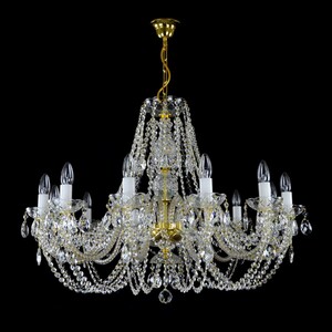 Casa Padrino Luxus Barock Kristall Kronleuchter Gold  77 x H. 47 cm - Prunkvolle Messing Kronleuchter mit b�hmischem Kristallglas - Barock M�bel - Edel & Prunkvoll