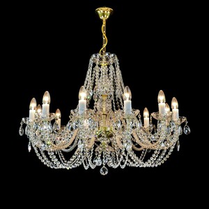 Casa Padrino Luxus Barock Kristall Kronleuchter Gold  77 x H. 47 cm - Prunkvolle Messing Kronleuchter mit b�hmischem Kristallglas - Barock M�bel - Edel & Prunkvoll