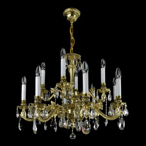 Casa Padrino Luxus Barock Kristall Kronleuchter Gold  77 x H. 59 cm - Prunkvolle Messing Kronleuchter mit b�hmischem Kristallglas - Barock M�bel - Edel & Prunkvoll