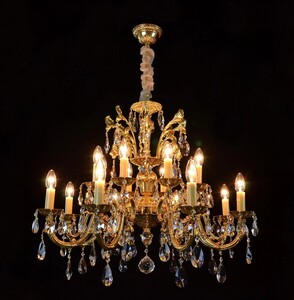 Casa Padrino Luxus Barock Kristall Kronleuchter Gold  78 x H. 65 cm - Prunkvolle Messing Kronleuchter mit b�hmischem Kristallglas - Barock M�bel - Edel & Prunkvoll