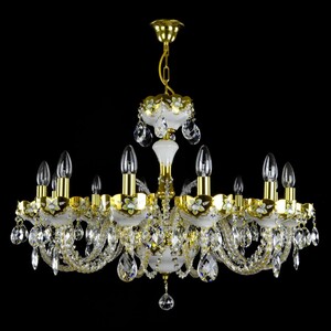 Casa Padrino Luxus Barock Kristall Kronleuchter Gold  80 x H. 60 cm - Prunkvolle Messing Kronleuchter mit b�hmischem Kristallglas - Barock M�bel - Edel & Prunkvoll