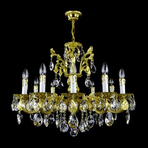 Casa Padrino Luxus Barock Kristall Kronleuchter Gold  80 x H. 60 cm - Prunkvolle Messing Kronleuchter mit b�hmischem Kristallglas - Barock M�bel - Edel & Prunkvoll