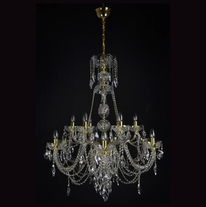 Casa Padrino Luxus Barock Kristall Kronleuchter Gold  80 x H. 60 cm - Prunkvolle Messing Kronleuchter mit b�hmischem Kristallglas - Barock M�bel - Edel & Prunkvoll