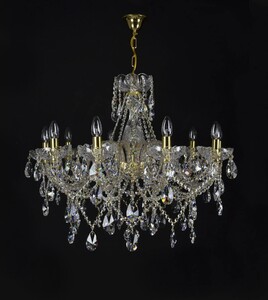 Casa Padrino Luxus Barock Kristall Kronleuchter Gold  80 x H. 65 cm - Prunkvolle Messing Kronleuchter mit b�hmischem Kristallglas - Barock M�bel - Edel & Prunkvoll