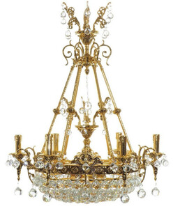 Casa Padrino Luxus Barock Kristall Kronleuchter Gold  80 x H. 110 cm - Prunkvoller Messing Kronleuchter mit edlem Kristallglas - Barock Wohnzimmer Kronleuchter - Barock Hotel Kronleuchter