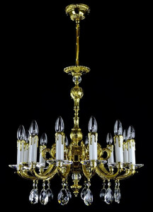 Casa Padrino Luxus Barock Kristall Kronleuchter Gold  60 x H. 61 cm - Prunkvoller Messing Kronleuchter mit B�hmischem Kristallglas - Edel & Prunkvoll