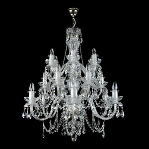 Casa Padrino Luxus Barock Kristall Kronleuchter Gold  82 x H. 95 cm - Prunkvolle Messing Kronleuchter mit b�hmischem Kristallglas - Barock M�bel - Edel & Prunkvoll