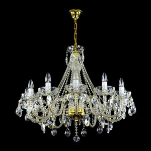 Casa Padrino Luxus Barock Kristall Kronleuchter Gold  85 x H. 60 cm - Prunkvolle Messing Kronleuchter mit b�hmischem Kristallglas - Barock M�bel - Edel & Prunkvoll