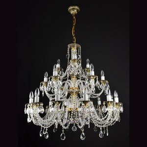 Casa Padrino Luxus Barock Kristall Kronleuchter Gold  90 x H. 100 cm - Prunkvolle Messing Kronleuchter mit b�hmischem Kristallglas - Barock M�bel - Edel & Prunkvoll