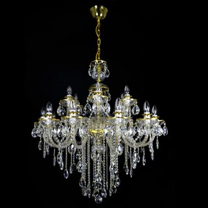 Casa Padrino Luxus Barock Kristall Kronleuchter Gold  90 x H. 105 cm - Prunkvolle Messing Kronleuchter mit b�hmischem Kristallglas - Barock M�bel - Edel & Prunkvoll