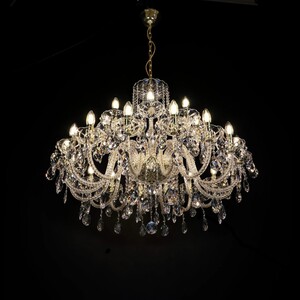 Casa Padrino Luxus Barock Kristall Kronleuchter Gold  90 x H. 77 cm - Prunkvolle Messing Kronleuchter mit b�hmischem Kristallglas - Barock M�bel - Edel & Prunkvoll
