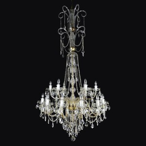 Casa Padrino Luxus Barock Kristall Kronleuchter Gold  95 x H. 185 cm - Prunkvolle Messing Kronleuchter mit b�hmischem Kristallglas - Barock M�bel - Edel & Prunkvoll
