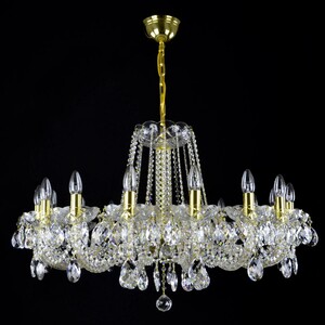 Casa Padrino Luxus Barock Kristall Kronleuchter Gold  95 x H. 60 cm - Prunkvolle Messing Kronleuchter mit b�hmischem Kristallglas - Barock M�bel - Edel & Prunkvoll