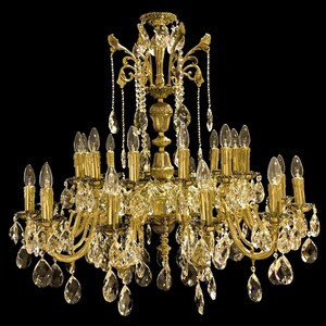 Casa Padrino Luxus Barock Kristall Kronleuchter Gold  95 x H. 90 cm - Prunkvolle Messing Kronleuchter mit b�hmischem Kristallglas - Barock M�bel - Edel & Prunkvoll