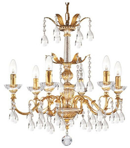 Casa Padrino Luxus Barock Kristall Kronleuchter Gold mit Patina  62 x H. 62 cm - Prunkvoller Kronleuchter mit Bhmischem Kristallglas - Luxus Qualitt