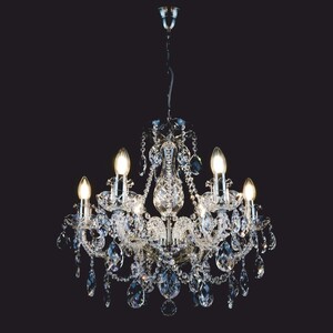 Casa Padrino Luxus Barock Kronleuchter mit b�hmischem Kristallglas Silber  58 x H. 50 cm