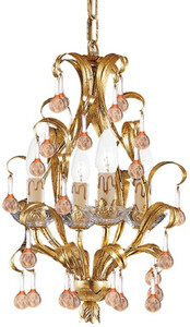 Casa Padrino Luxus Barock Kristall Kronleuchter Gold mit Patina / Mehrfarbig  33 x H. 43 cm - Barockstil Wohnzimmer Kronleuchter - Edel & Prunkvoll - Luxus Qualit�t - Made in Italy