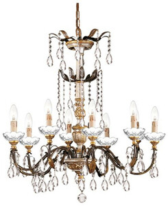 Casa Padrino Luxus Barock Kristall Kronleuchter Rostfarben / Gold  78 x H. 78 cm - Prunkvoller Kronleuchter mit B�hmischem Kristallglas - Luxus Qualit�t