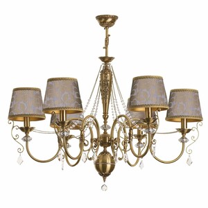 Casa Padrino Luxus Barock Kristall Kronleuchter Messing mit Patina / Silber / Beige / Gold  95 x H. 80 cm