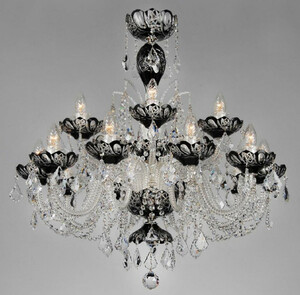 Casa Padrino Luxus Barock Kristall Kronleuchter Schwarz  82 x H. 82 cm - Hotel & Restaurant Kronleuchter - Barock Leuchten - Edel & Prunkvoll