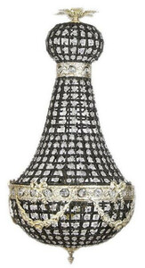 Casa Padrino Luxus Barock Kristall Kronleuchter Schwarz / Silber  35 x H. 70 cm - Prunkvoller Barockstil Kronleuchter - Barock Kristall Leuchten - Edel & Prunkvoll