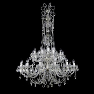 Casa Padrino Luxus Barock Kristall Kronleuchter Silber  114 x H. 170 cm - Prunkvolle Messing Kronleuchter mit b�hmischem Kristallglas - Barock M�bel - Edel & Prunkvoll