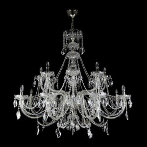 Casa Padrino Luxus Barock Kristall Kronleuchter Silber  120 x H. 105 cm - Prunkvolle Messing Kronleuchter mit b�hmischem Kristallglas - Barock M�bel - Edel & Prunkvoll