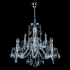 Casa Padrino Luxus Barock Kristall Kronleuchter Silber  50 x H. 48 cm - Prunkvolle Messing Kronleuchter mit b�hmischem Kristallglas - Barock M�bel - Edel & Prunkvoll
