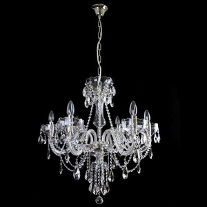 Casa Padrino Luxus Barock Kristall Kronleuchter Silber  68 x H. 70 cm - Prunkvolle Messing Kronleuchter mit b�hmischem Kristallglas - Barock M�bel - Edel & Prunkvoll