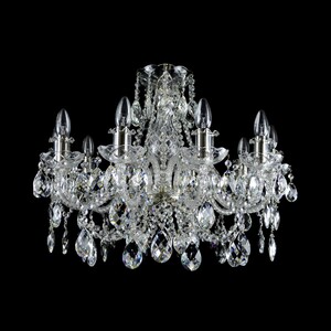 Casa Padrino Luxus Barock Kristall Kronleuchter Silber  70 x H. 56 cm - Prunkvolle Messing Kronleuchter mit b�hmischem Kristallglas - Barock M�bel - Edel & Prunkvoll