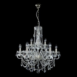 Casa Padrino Luxus Barock Kristall Kronleuchter Silber  74 x H. 65 cm - Prunkvolle Messing Kronleuchter mit b�hmischem Kristallglas - Barock M�bel - Edel & Prunkvoll