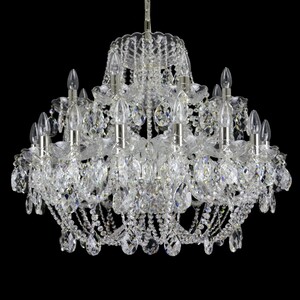 Casa Padrino Luxus Barock Kristall Kronleuchter Silber  80 x H. 66 cm - Prunkvolle Messing Kronleuchter mit b�hmischem Kristallglas - Barock M�bel - Edel & Prunkvoll