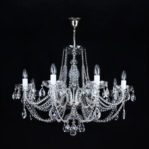 Casa Padrino Luxus Barock Kristall Kronleuchter Silber  82 x H. 56 cm - Prunkvolle Messing Kronleuchter mit b�hmischem Kristallglas - Barock M�bel - Edel & Prunkvoll