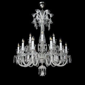 Casa Padrino Luxus Barock Kristall Kronleuchter Silber  90 x H. 110 cm - Prunkvolle Messing Kronleuchter mit b�hmischem Kristallglas - Barock M�bel - Edel & Prunkvoll
