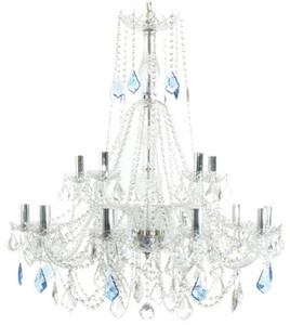 Casa Padrino Luxus Barock Kristall Kronleuchter Silber / Blau  85 x H. 90 cm - Prunkvoller Kronleuchter mit edlem Kristallglas - Edel & Prunkvoll