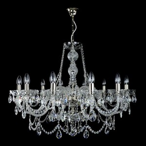 Casa Padrino Luxus Barock Kristall Kronleuchter Silber  90 x H. 72 cm - Prunkvolle Messing Kronleuchter mit b�hmischem Kristallglas - Barock M�bel - Edel & Prunkvoll
