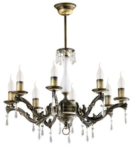 Casa Padrino Luxus Barock Kristall Kronleuchter Messing mit Patina  60 x H. 63 cm - Prunkvoller Wohnzimmer Kronleuchter im Barockstil - Edel & Prunkvoll