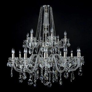 Casa Padrino Luxus Barock Kristall Kronleuchter Silber  92 x H. 95 cm - Prunkvolle Messing Kronleuchter mit b�hmischem Kristallglas - Barock M�bel - Edel & Prunkvoll