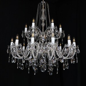 Casa Padrino Luxus Barock Kristall Kronleuchter Silber  92 x H. 95 cm - Prunkvolle Messing Kronleuchter mit b�hmischem Kristallglas - Barock M�bel - Edel & Prunkvoll