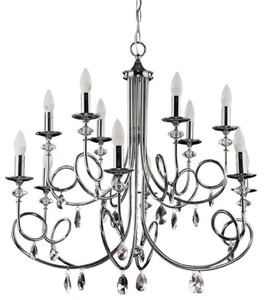 Casa Padrino Luxus Barock Kristall Kronleuchter Silber  90 x H. 75 cm - Prunkvoller Wohnzimmer Kronleuchter im Barockstil - Edel & Prunkvoll