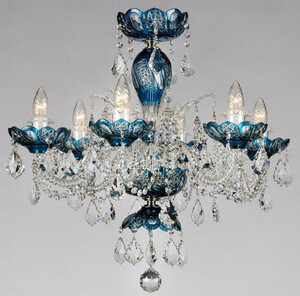 Casa Padrino Luxus Barock Kristall Kronleuchter Blau  64 x H. 60 cm - Hotel & Restaurant Kronleuchter - Barock Leuchten - Edel & Prunkvoll